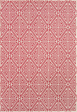 Momeni Baja BAJ-4 Machine Made Contemporary Geometric Indoor/Outdoor Area Rug Red 8'6" x 13' BAJA0BAJ-4RED860D