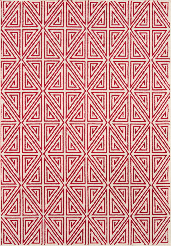 Momeni Baja BAJ-4 Machine Made Contemporary Geometric Indoor/Outdoor Area Rug Red 8'6" x 13' BAJA0BAJ-4RED860D