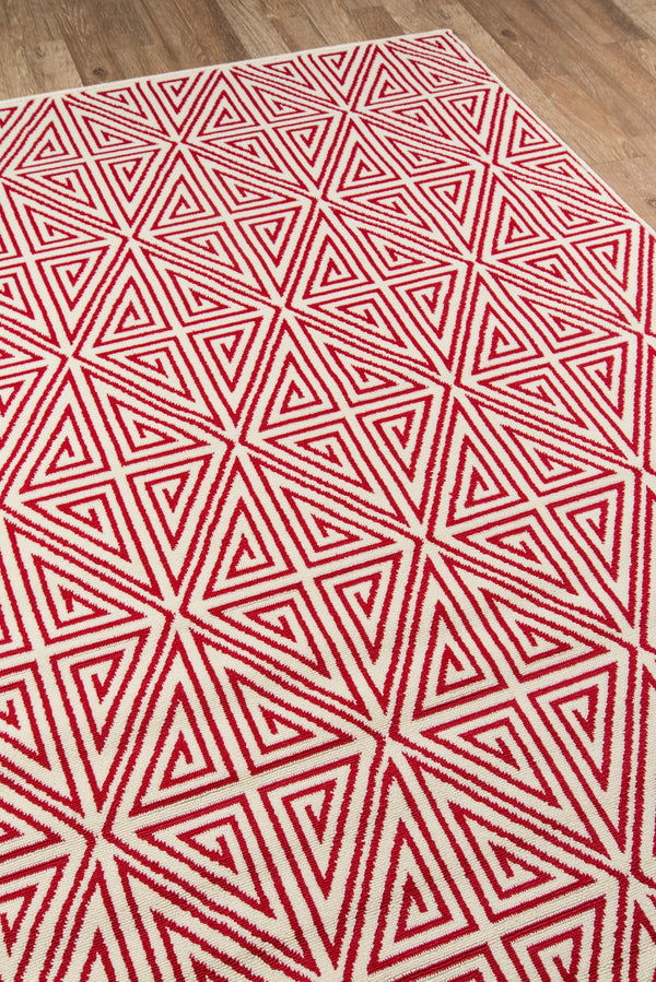 Momeni Baja BAJ-4 Machine Made Contemporary Geometric Indoor/Outdoor Area Rug Red 8'6" x 13' BAJA0BAJ-4RED860D