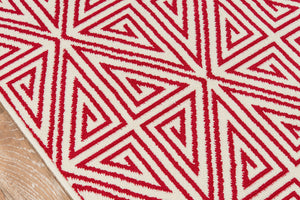 Momeni Baja BAJ-4 Machine Made Contemporary Geometric Indoor/Outdoor Area Rug Red 8'6" x 13' BAJA0BAJ-4RED860D