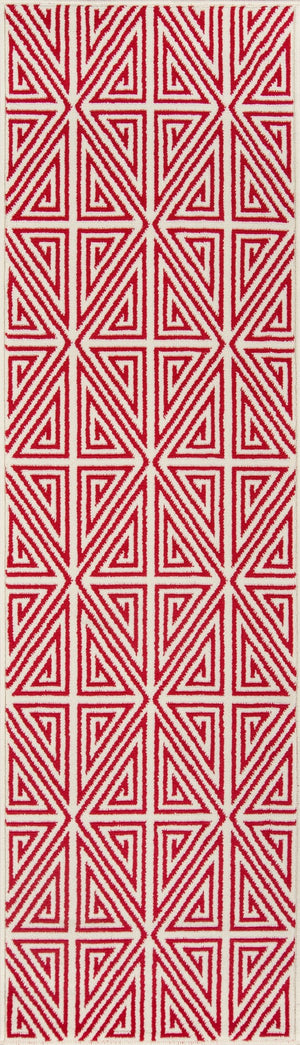 Momeni Baja BAJ-4 Machine Made Contemporary Geometric Indoor/Outdoor Area Rug Red 8'6" x 13' BAJA0BAJ-4RED860D