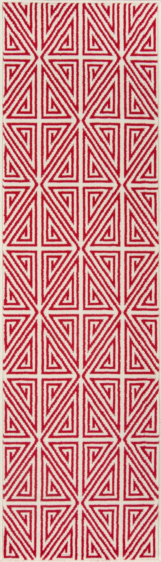 Momeni Baja BAJ-4 Machine Made Contemporary Geometric Indoor/Outdoor Area Rug Red 8'6" x 13' BAJA0BAJ-4RED860D