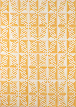 Momeni Baja BAJ-4 Machine Made Contemporary Geometric Indoor/Outdoor Area Rug Yellow 8'6" x 13' BAJA0BAJ-4YEL860D