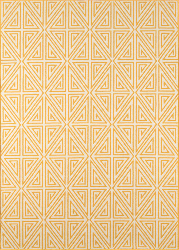 Momeni Baja BAJ-4 Machine Made Contemporary Geometric Indoor/Outdoor Area Rug Yellow 8'6" x 13' BAJA0BAJ-4YEL860D