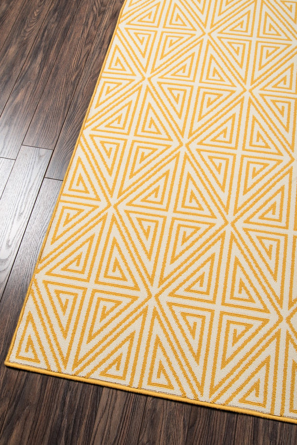 Momeni Baja BAJ-4 Machine Made Contemporary Geometric Indoor/Outdoor Area Rug Yellow 8'6" x 13' BAJA0BAJ-4YEL860D