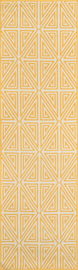 Momeni Baja BAJ-4 Machine Made Contemporary Geometric Indoor/Outdoor Area Rug Yellow 8'6" x 13' BAJA0BAJ-4YEL860D