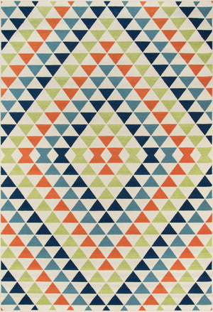 Momeni Baja BAJ-5 Machine Made Contemporary Geometric, Diamond Indoor/Outdoor Area Rug Multi 8'6" x 13' BAJA0BAJ-5MTI860D