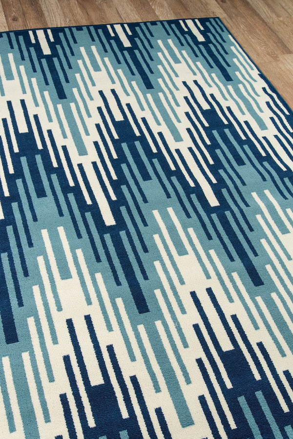 Momeni Baja BAJ-6 Machine Made Contemporary Zig Zag Indoor/Outdoor Area Rug Blue 8'6" x 13' BAJA0BAJ-6BLU860D