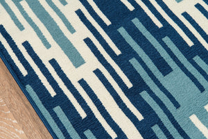 Momeni Baja BAJ-6 Machine Made Contemporary Zig Zag Indoor/Outdoor Area Rug Blue 8'6" x 13' BAJA0BAJ-6BLU860D