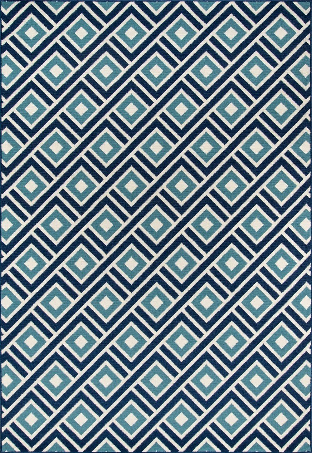 Momeni Baja BAJ-7 Machine Made Contemporary Geometric Indoor/Outdoor Area Rug Blue 8'6" x 13' BAJA0BAJ-7BLU860D