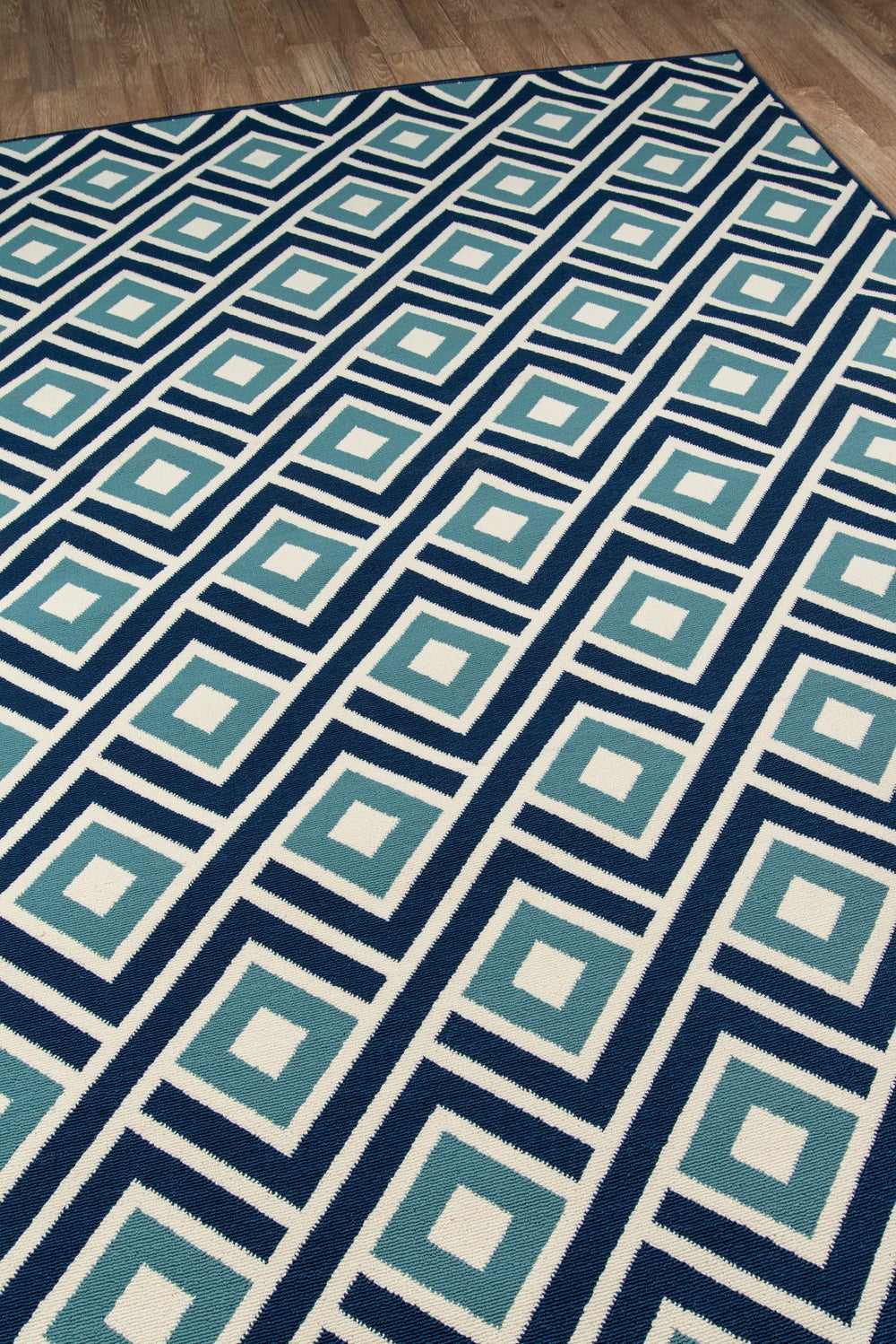 Momeni Baja BAJ-7 Machine Made Contemporary Geometric Indoor/Outdoor Area Rug Blue 8'6" x 13' BAJA0BAJ-7BLU860D