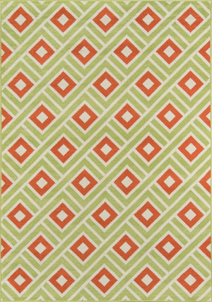 Momeni Baja BAJ-7 Machine Made Contemporary Geometric Indoor/Outdoor Area Rug Green 8'6" x 13' BAJA0BAJ-7GRN860D