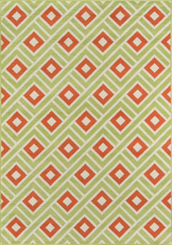 Momeni Baja BAJ-7 Machine Made Contemporary Geometric Indoor/Outdoor Area Rug Green 8'6" x 13' BAJA0BAJ-7GRN860D