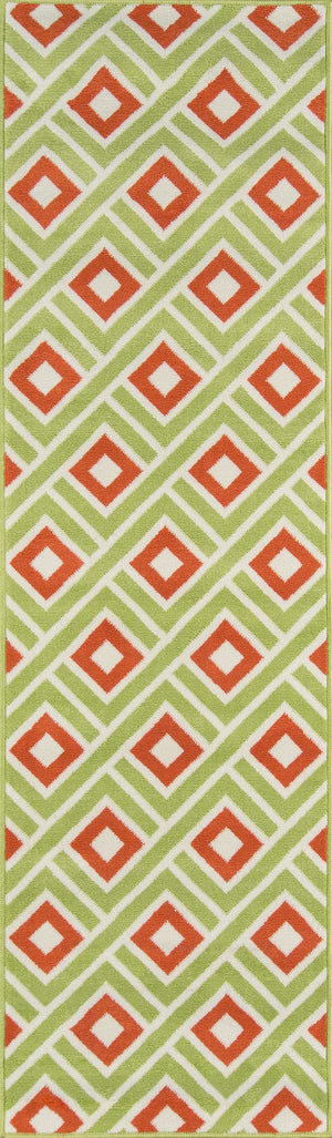 Momeni Baja BAJ-7 Machine Made Contemporary Geometric Indoor/Outdoor Area Rug Green 8'6" x 13' BAJA0BAJ-7GRN860D