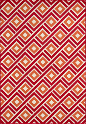 Momeni Baja BAJ-7 Machine Made Contemporary Geometric Indoor/Outdoor Area Rug Red 8'6" x 13' BAJA0BAJ-7RED860D