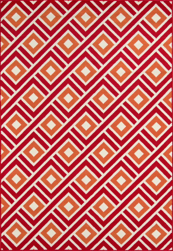 Momeni Baja BAJ-7 Machine Made Contemporary Geometric Indoor/Outdoor Area Rug Red 8'6" x 13' BAJA0BAJ-7RED860D