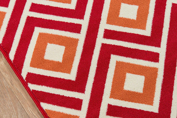 Momeni Baja BAJ-7 Machine Made Contemporary Geometric Indoor/Outdoor Area Rug Red 8'6" x 13' BAJA0BAJ-7RED860D