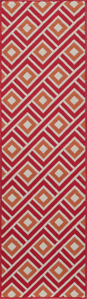 Momeni Baja BAJ-7 Machine Made Contemporary Geometric Indoor/Outdoor Area Rug Red 8'6" x 13' BAJA0BAJ-7RED860D