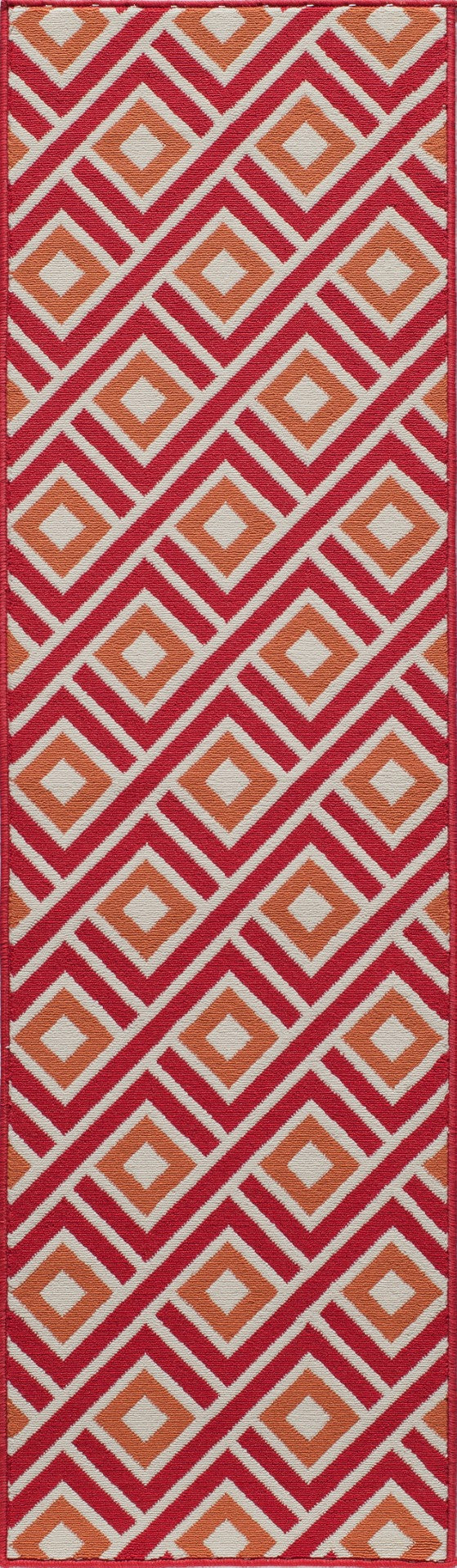 Momeni Baja BAJ-7 Machine Made Contemporary Geometric Indoor/Outdoor Area Rug Red 8'6" x 13' BAJA0BAJ-7RED860D