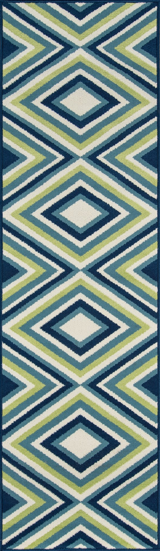 Momeni Baja BAJ-8 Machine Made Contemporary Geometric, Diamond Indoor/Outdoor Area Rug Multi 8'6" x 13' BAJA0BAJ-8MTI860D