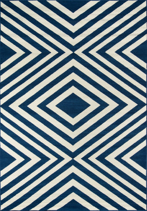 Momeni Baja BAJ-8 Machine Made Contemporary Geometric, Diamond Indoor/Outdoor Area Rug Navy 8'6" x 13' BAJA0BAJ-8NVY860D