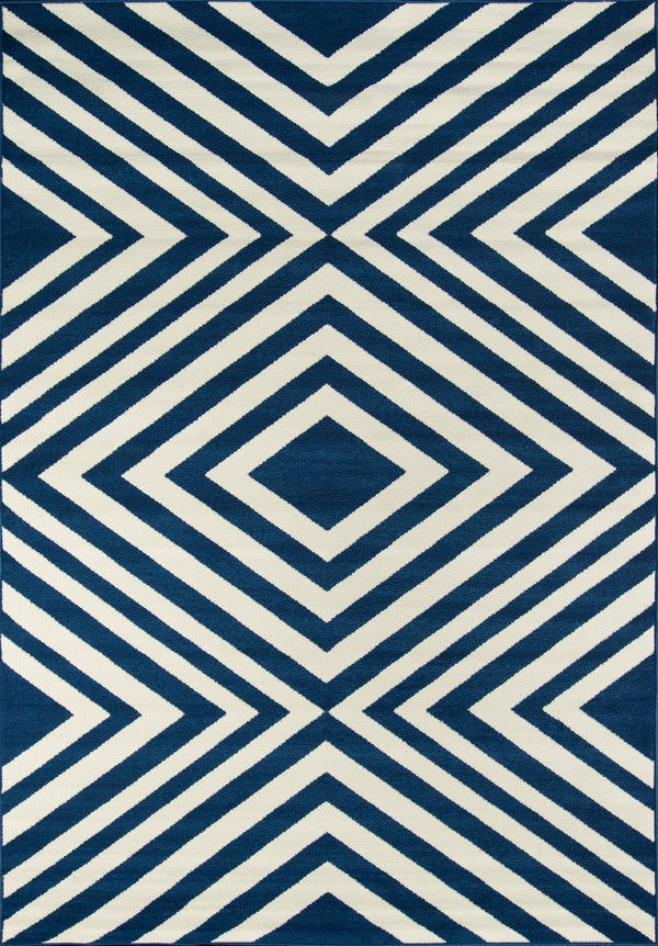 Momeni Baja BAJ-8 Machine Made Contemporary Geometric, Diamond Indoor/Outdoor Area Rug Navy 8'6" x 13' BAJA0BAJ-8NVY860D