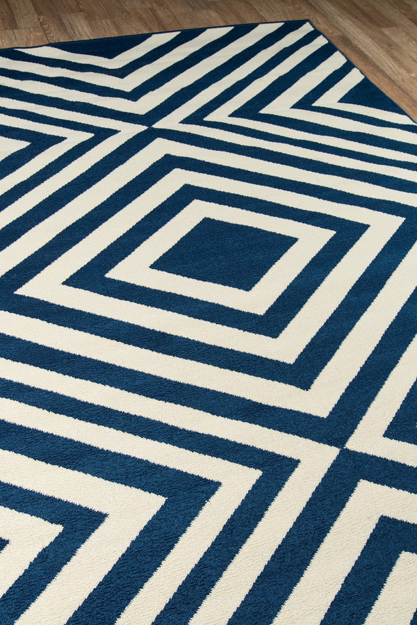 Momeni Baja BAJ-8 Machine Made Contemporary Geometric, Diamond Indoor/Outdoor Area Rug Navy 8'6" x 13' BAJA0BAJ-8NVY860D