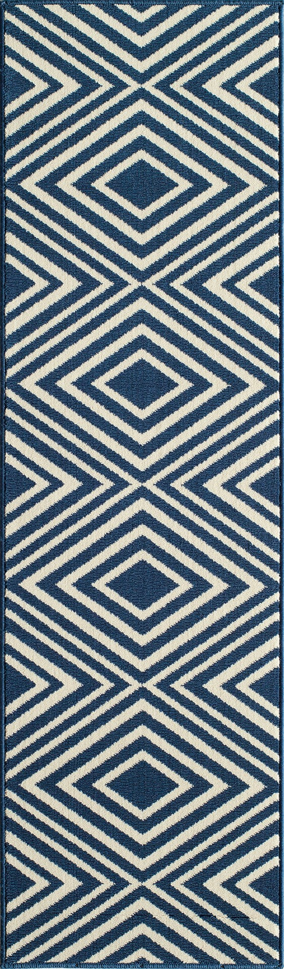 Momeni Baja BAJ-8 Machine Made Contemporary Geometric, Diamond Indoor/Outdoor Area Rug Navy 8'6" x 13' BAJA0BAJ-8NVY860D