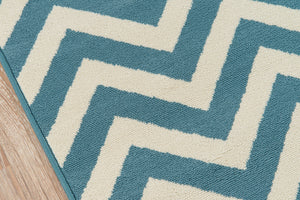Momeni Baja BAJ-9 Machine Made Contemporary Chevron Indoor/Outdoor Area Rug Blue 8'6" x 13' BAJA0BAJ-9BLU860D