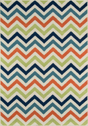 Momeni Baja BAJ-9 Machine Made Contemporary Chevron Indoor/Outdoor Area Rug Multi 8'6" x 13' BAJA0BAJ-9MTI860D