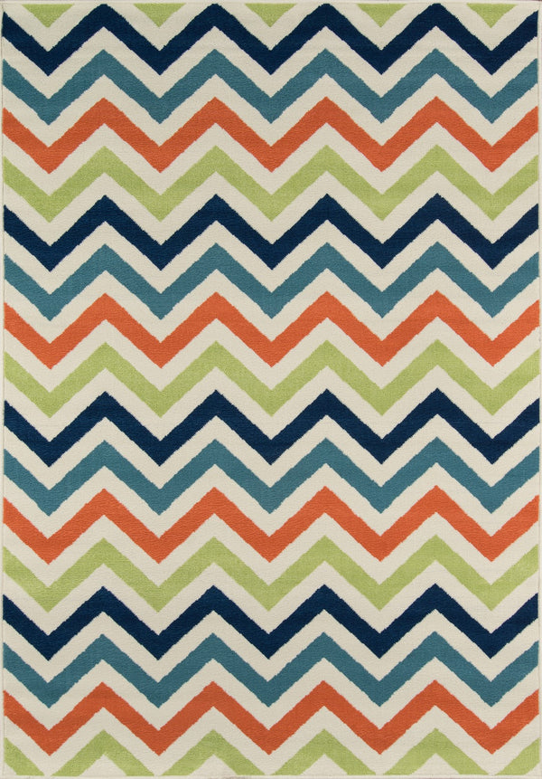 Momeni Baja BAJ-9 Machine Made Contemporary Chevron Indoor/Outdoor Area Rug Multi 8'6" x 13' BAJA0BAJ-9MTI860D