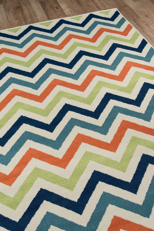 Momeni Baja BAJ-9 Machine Made Contemporary Chevron Indoor/Outdoor Area Rug Multi 8'6" x 13' BAJA0BAJ-9MTI860D
