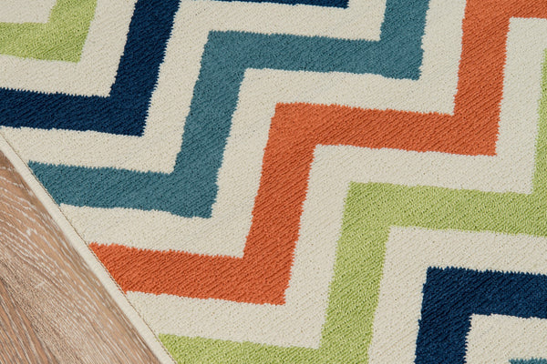 Momeni Baja BAJ-9 Machine Made Contemporary Chevron Indoor/Outdoor Area Rug Multi 8'6" x 13' BAJA0BAJ-9MTI860D