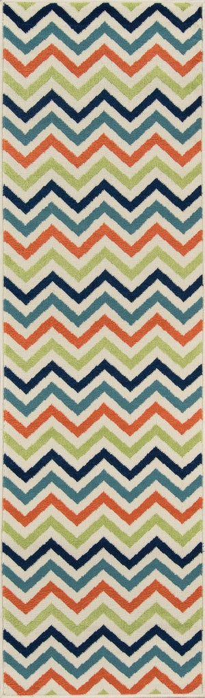 Momeni Baja BAJ-9 Machine Made Contemporary Chevron Indoor/Outdoor Area Rug Multi 8'6" x 13' BAJA0BAJ-9MTI860D