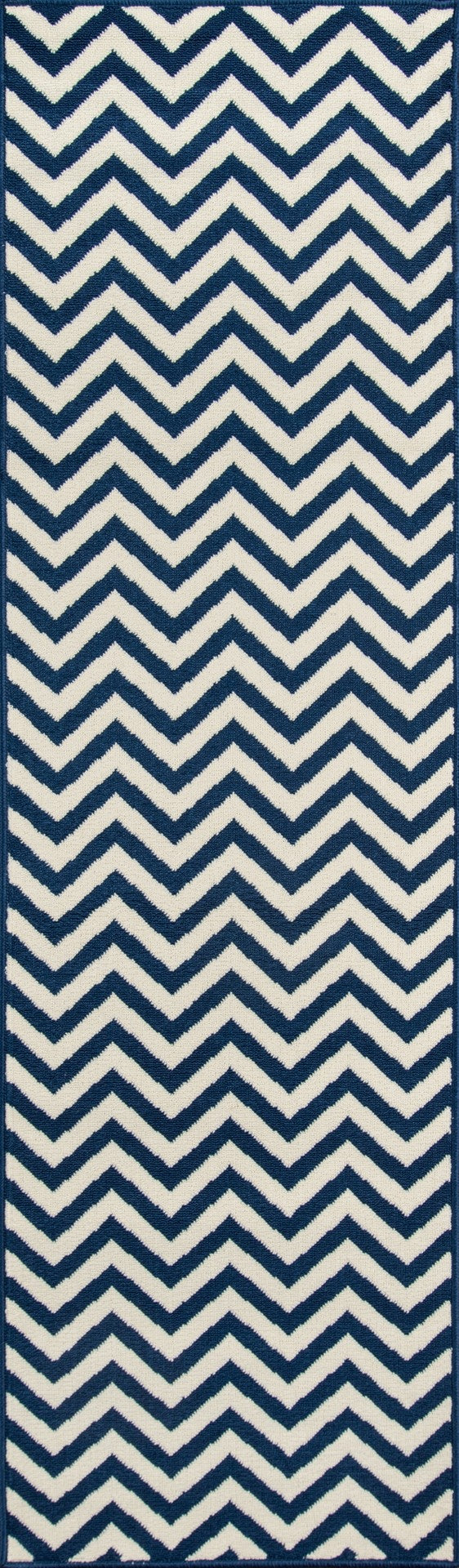 Momeni Baja BAJ-9 Machine Made Contemporary Chevron Indoor/Outdoor Area Rug Navy 8'6" x 13' BAJA0BAJ-9NVY860D
