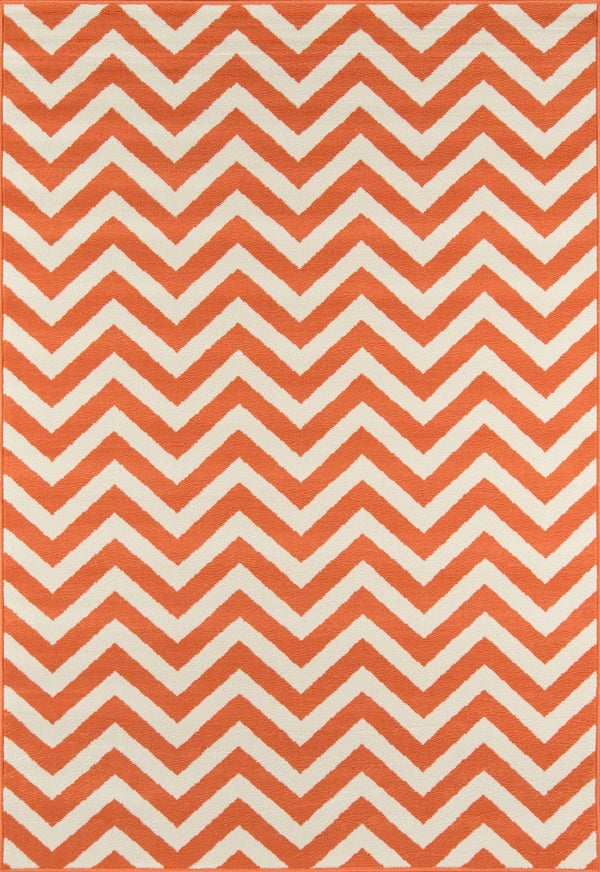 Momeni Baja BAJ-9 Machine Made Contemporary Chevron Indoor/Outdoor Area Rug Orange 8'6" x 13' BAJA0BAJ-9ORG860D