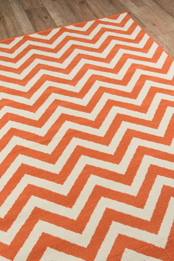 Momeni Baja BAJ-9 Machine Made Contemporary Chevron Indoor/Outdoor Area Rug Orange 8'6" x 13' BAJA0BAJ-9ORG860D
