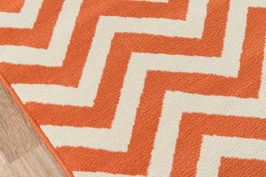 Momeni Baja BAJ-9 Machine Made Contemporary Chevron Indoor/Outdoor Area Rug Orange 8'6" x 13' BAJA0BAJ-9ORG860D