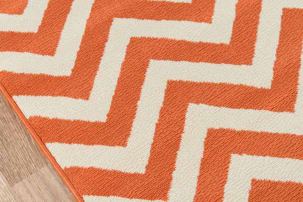 Momeni Baja BAJ-9 Machine Made Contemporary Chevron Indoor/Outdoor Area Rug Orange 8'6" x 13' BAJA0BAJ-9ORG860D