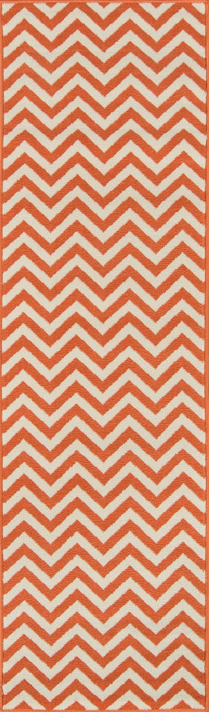 Momeni Baja BAJ-9 Machine Made Contemporary Chevron Indoor/Outdoor Area Rug Orange 8'6" x 13' BAJA0BAJ-9ORG860D