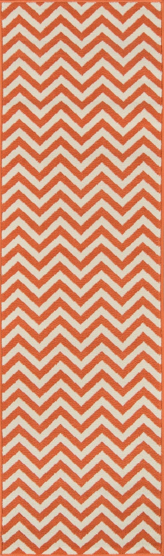 Momeni Baja BAJ-9 Machine Made Contemporary Chevron Indoor/Outdoor Area Rug Orange 8'6" x 13' BAJA0BAJ-9ORG860D