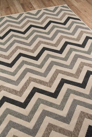 Momeni Baja BAJ-9 Machine Made Contemporary Chevron Indoor/Outdoor Area Rug Sage 8'6" x 13' BAJA0BAJ-9SAG860D