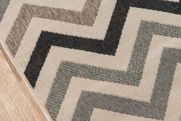 Momeni Baja BAJ-9 Machine Made Contemporary Chevron Indoor/Outdoor Area Rug Sage 8'6" x 13' BAJA0BAJ-9SAG860D