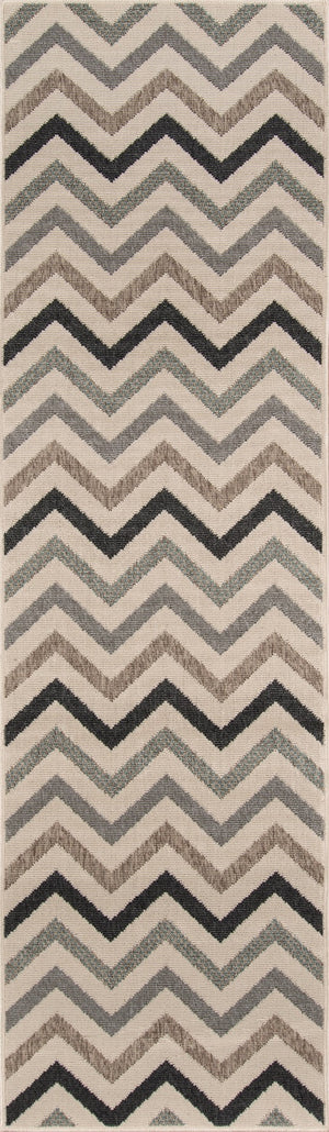 Momeni Baja BAJ-9 Machine Made Contemporary Chevron Indoor/Outdoor Area Rug Sage 8'6" x 13' BAJA0BAJ-9SAG860D