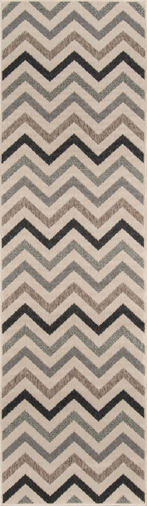 Momeni Baja BAJ-9 Machine Made Contemporary Chevron Indoor/Outdoor Area Rug Sage 8'6" x 13' BAJA0BAJ-9SAG860D