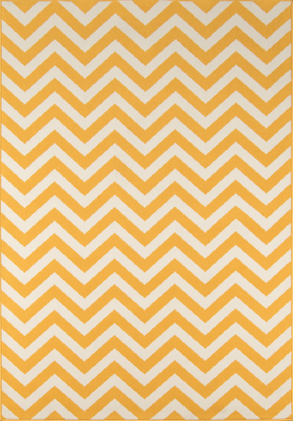 Momeni Baja BAJ-9 Machine Made Contemporary Chevron Indoor/Outdoor Area Rug Yellow 8'6" x 13' BAJA0BAJ-9YEL860D