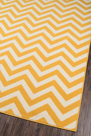 Momeni Baja BAJ-9 Machine Made Contemporary Chevron Indoor/Outdoor Area Rug Yellow 8'6" x 13' BAJA0BAJ-9YEL860D
