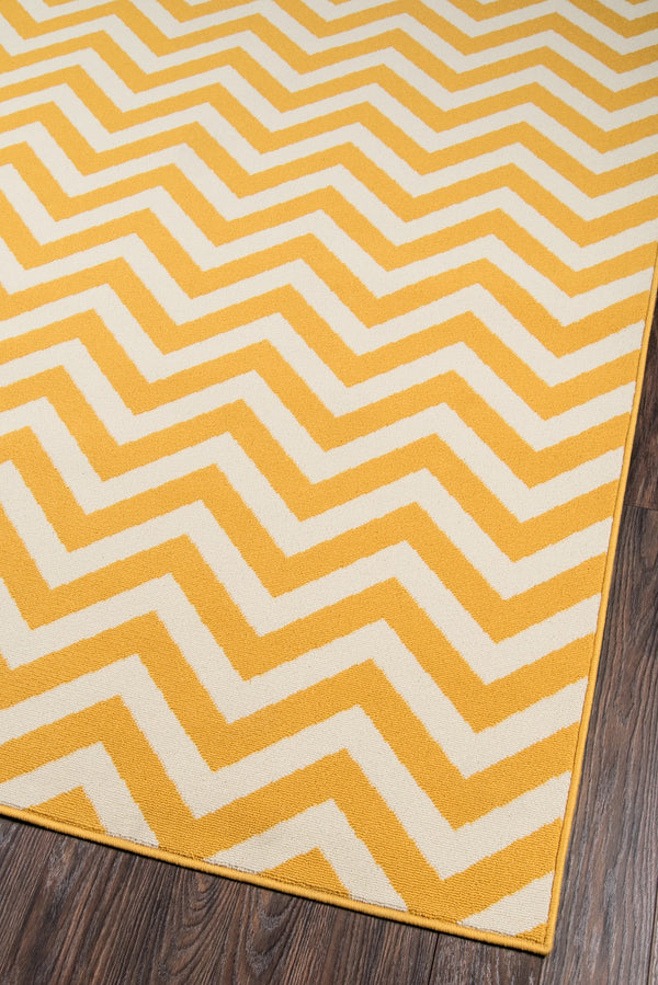 Momeni Baja BAJ-9 Machine Made Contemporary Chevron Indoor/Outdoor Area Rug Yellow 8'6" x 13' BAJA0BAJ-9YEL860D