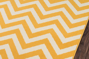 Momeni Baja BAJ-9 Machine Made Contemporary Chevron Indoor/Outdoor Area Rug Yellow 8'6" x 13' BAJA0BAJ-9YEL860D
