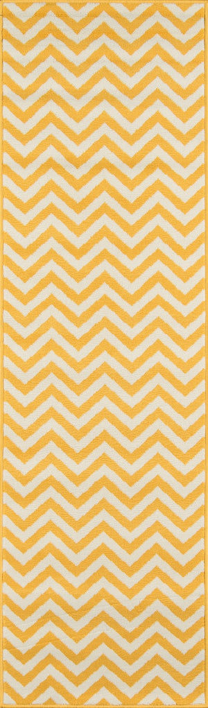 Momeni Baja BAJ-9 Machine Made Contemporary Chevron Indoor/Outdoor Area Rug Yellow 8'6" x 13' BAJA0BAJ-9YEL860D